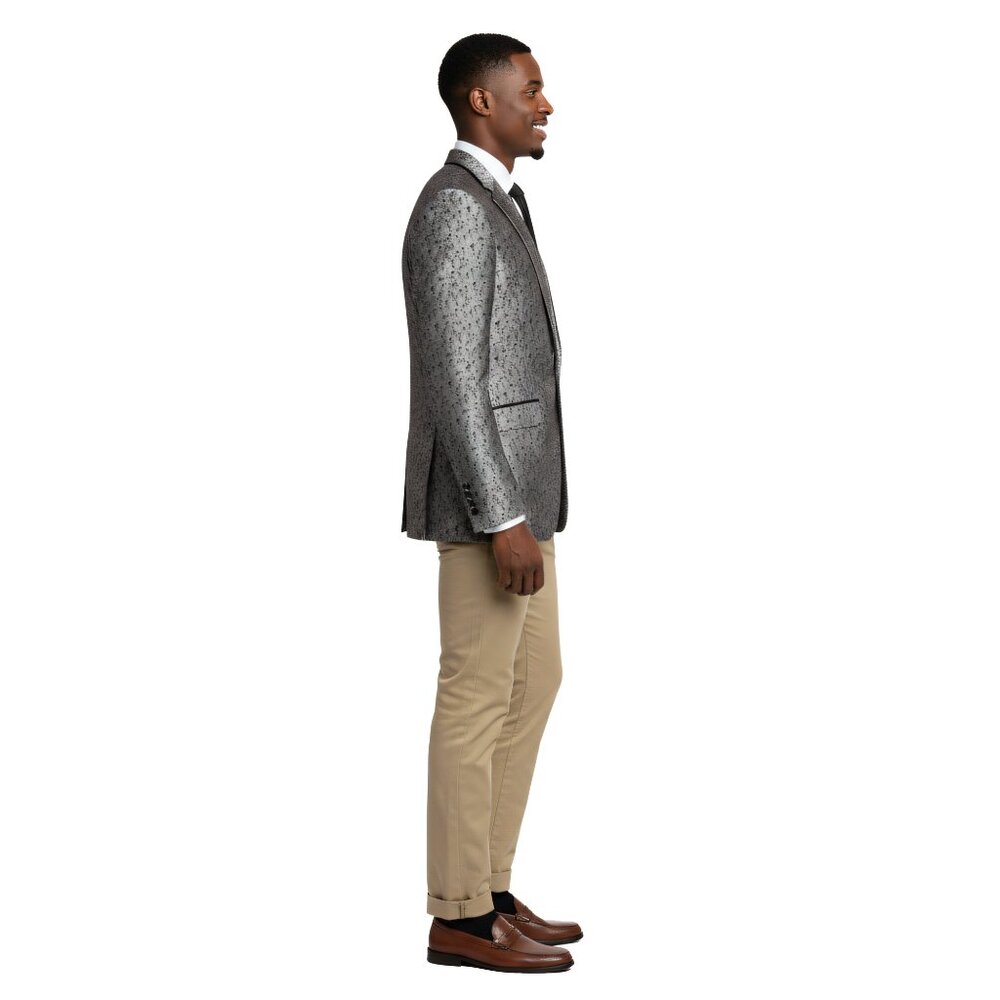 Men's Floral Blazer Jacket by Tazzio, Grey - Picture 3 of 6